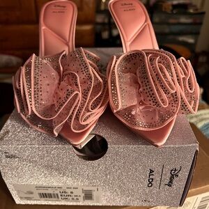 Aldo x Disney Pink Ruffle Embellished Mule Heels